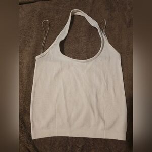 White Ribbed Women's Halter Top